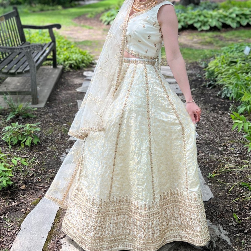 White embellished lehengha